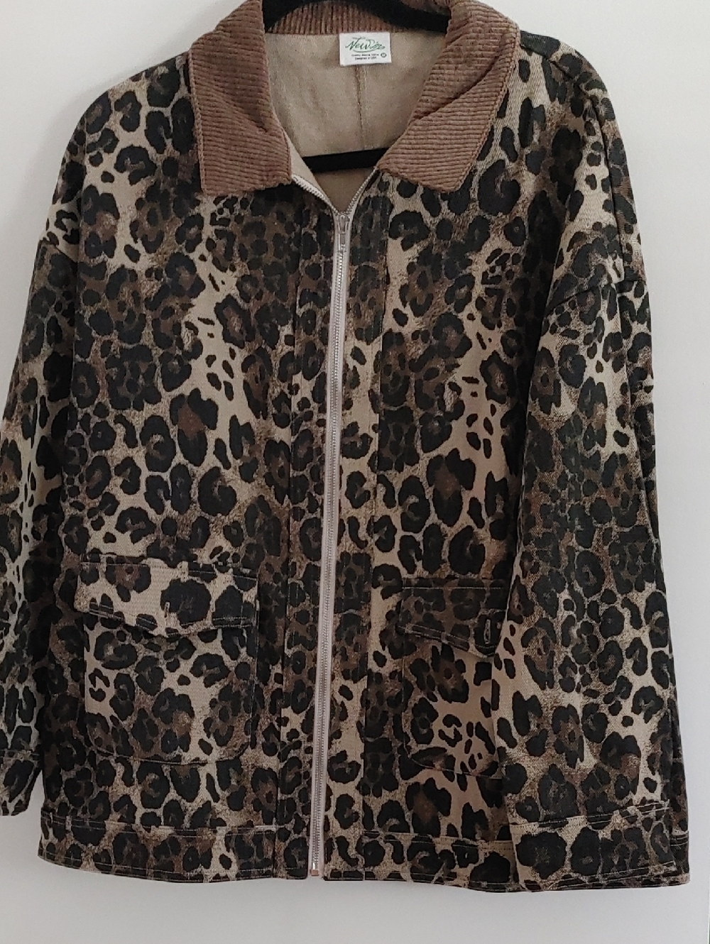Leopard Print Zip-Front Jacket by Neivo - Brown